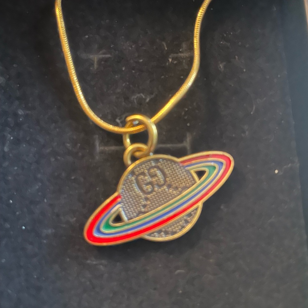 Auth Gucci Saturn Pendant with Multicolor Rings - Picture 4 of 4